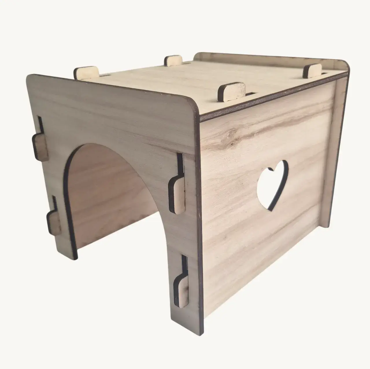 unnel en bois personnalisable pour cochon d’Inde, accessoire unique et sécurisé, idéal pour le jeu, le repos et l’exploration. Entrées spacieuses et fabrication en bois durable.